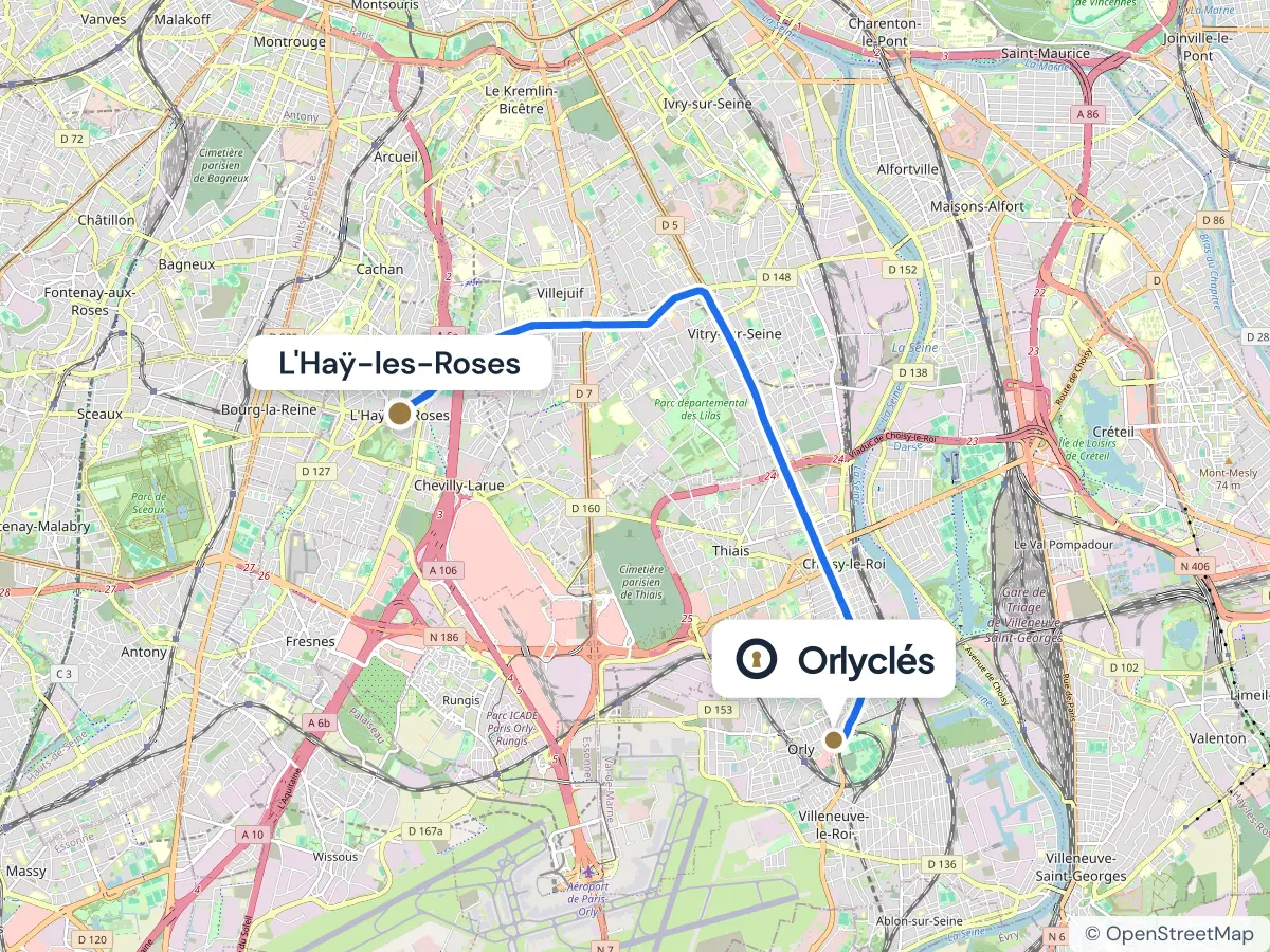 Itinéraire de L’Haÿ-les-Roses au centre E.Leclerc d’Orly, 10,2 km