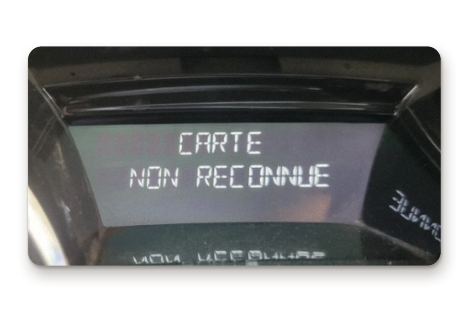 Écran de tableau de bord Renault : « Carte non reconnue »