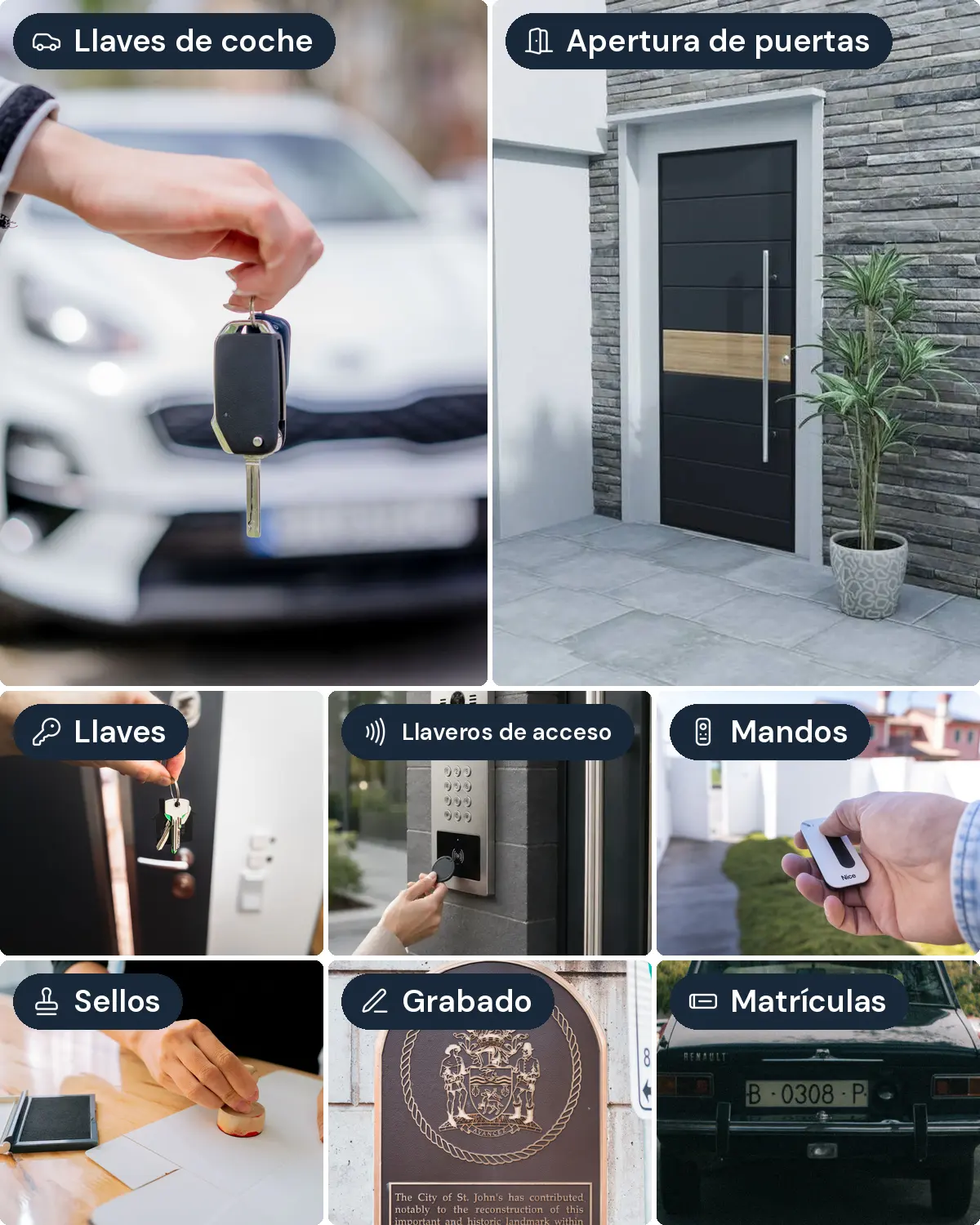 Llaves de coche, cerrajería, apertura de puertas, copias de llaves, mandos de acceso, telemandos, sellos, grabado y matrículas cerca del aeropuerto de Orly: Orlyclés, centro E.Leclerc de Orly